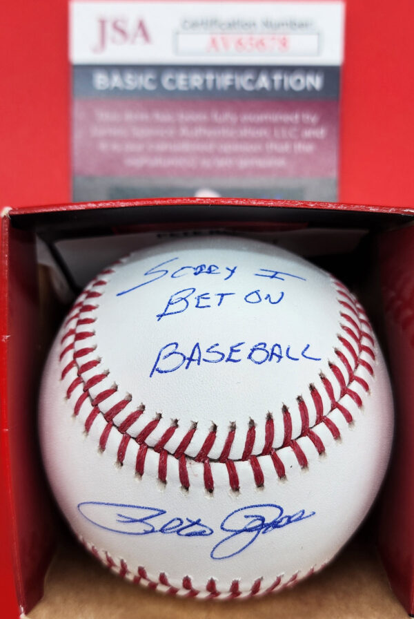 Pete Rose Autographed OMLB Baseball Inscribed Sorry I Bet On Baseball JSA COA v1
