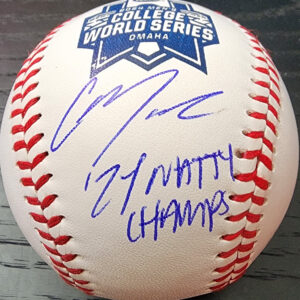 Christian Moore Autographed 2024 College World Series Baseball 24 Natty Champs Witnessed COA v2