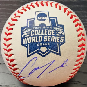 Christian Moore Autographed 2024 College World Series Baseball Beckett Witnessed COA v1