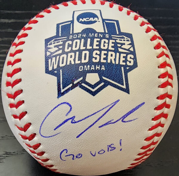 Christian Moore Autographed 2024 College World Series Baseball Go Vols Witnessed COA v1