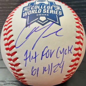 Christian Moore Autographed 2024 College World Series Baseball Hit For Cycle Beckett Witnessed COA v2