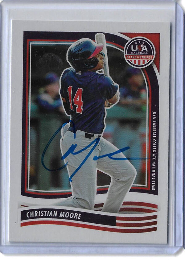 Christian Moore Autographed 2024 Panini USA Stars & Stripes 88 Rookie Card