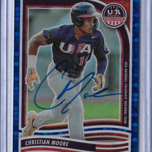 Christian Moore Autographed 2024 Panini USA Stars & Stripes Blue #68 Rookie Card