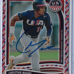 Christian Moore Autographed 2024 Panini USA Stars & Stripes Holo #41 Rookie Card