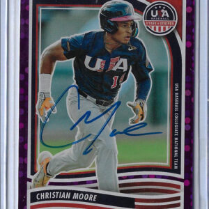 Christian Moore Autographed 2024 Panini USA Stars & Stripes Purple #50 Rookie Card