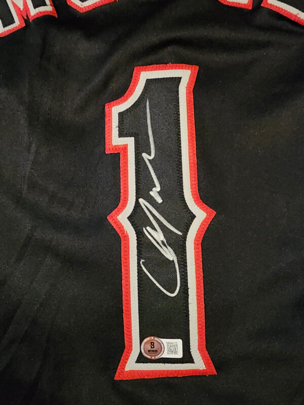 Christian Moore Autographed Custom Black Anaheim Jersey Beckett Witnessed COA v1