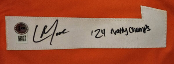 Christian Moore Autographed Custom College Jersey Inscribed 24 Natty Champs Beckett Witnessed COA v1