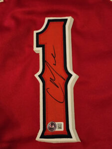 Christian Moore Autographed Custom Red Anaheim Jersey Beckett Witnessed COA v1