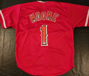 Christian Moore Autographed Custom Red Anaheim Jersey Beckett Witnessed COA v2