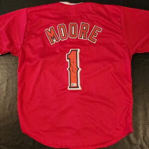 Christian Moore Autographed Custom Red Anaheim Jersey Beckett Witnessed COA v2