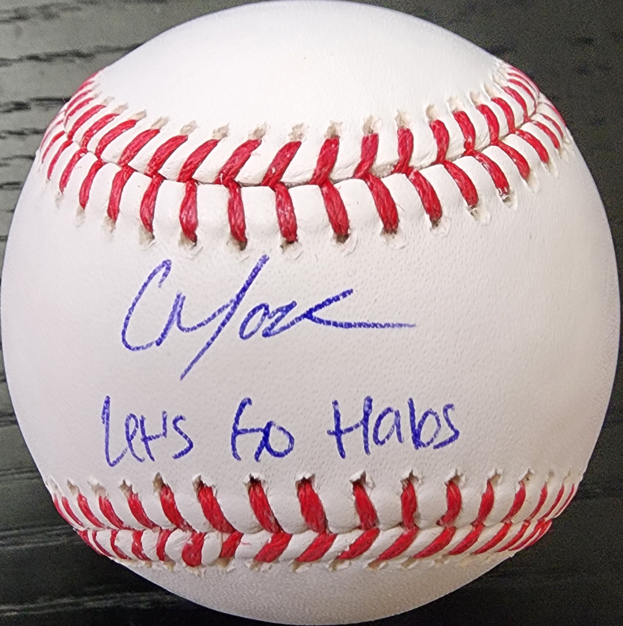 Christian Moore Autographed Rawlings OMLB Baseball Inscribed Lets Go Halos Beckett Witnessed COA v1