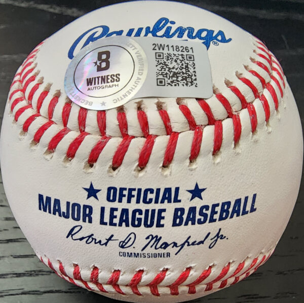 Christian Moore Autographed Rawlings OMLB Baseball Inscribed Lets Go Halos Beckett Witnessed COA v2