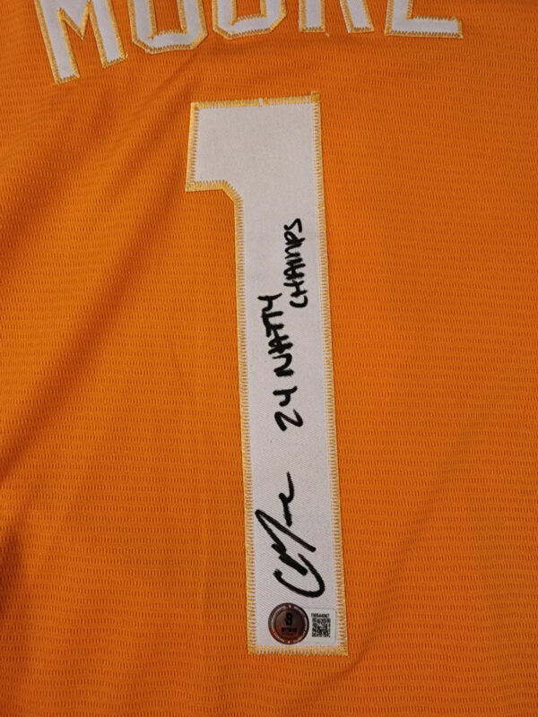 Christian Moore Autographed Replica Orange TN Volunteers Jersey Beckett Witnessed COA v1