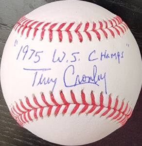 Terry Crowley Autographed OMLB Baseball Inscribed 1975 WS Champs Beckett COA