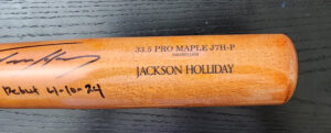 Jackson Holliday Autographed Old Hickory Bat inscribed MLB Debut v3