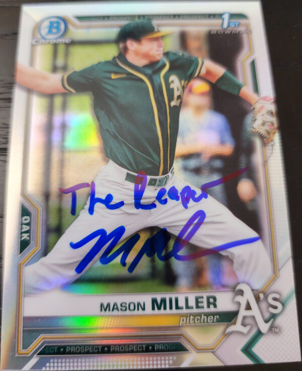 Mason Miller Autographed 2021 Bowman Draft Chrome Refractor BDC85 Inscribed The Reaper v1