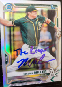 Mason Miller Autographed 2021 Bowman Draft Chrome Refractor BDC85 Inscribed The Reaper v3