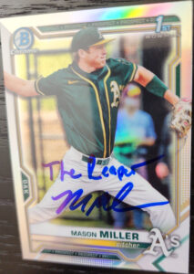 Mason Miller Autographed 2021 Bowman Draft Chrome Refractor BDC85 Inscribed The Reaper v4