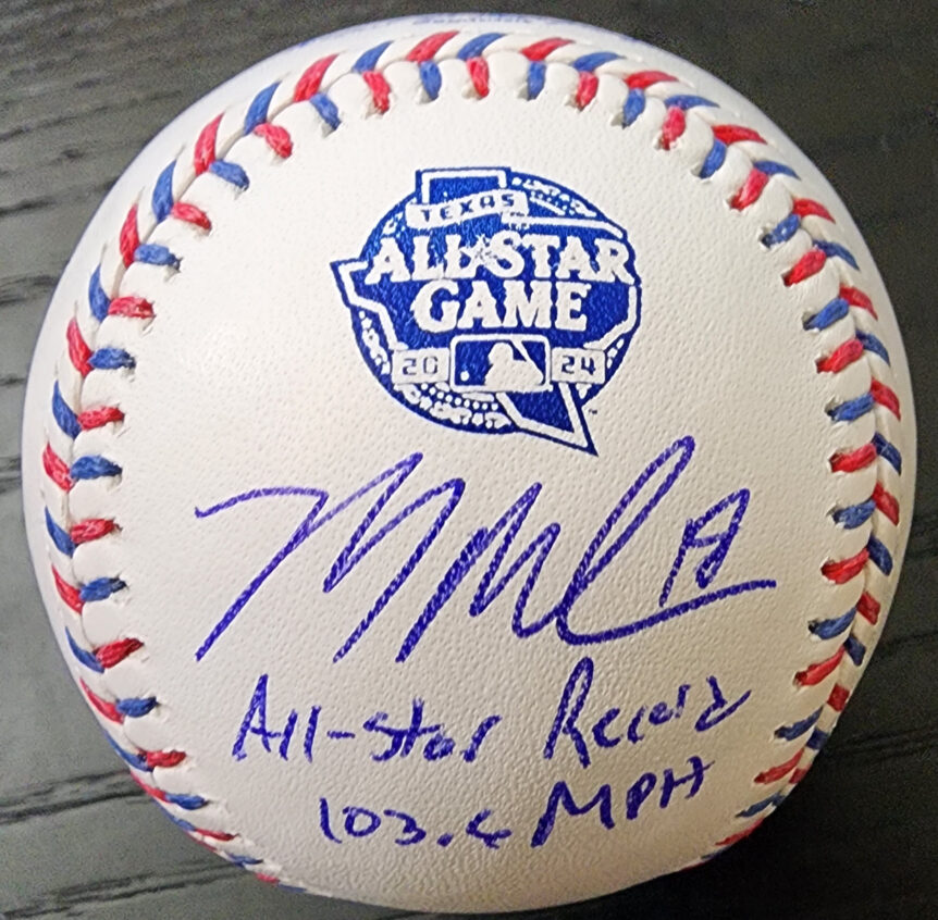 Mason Miller Autographed 2024 All Star Baseball Inscribed All Star Record 103.6 MPH v1