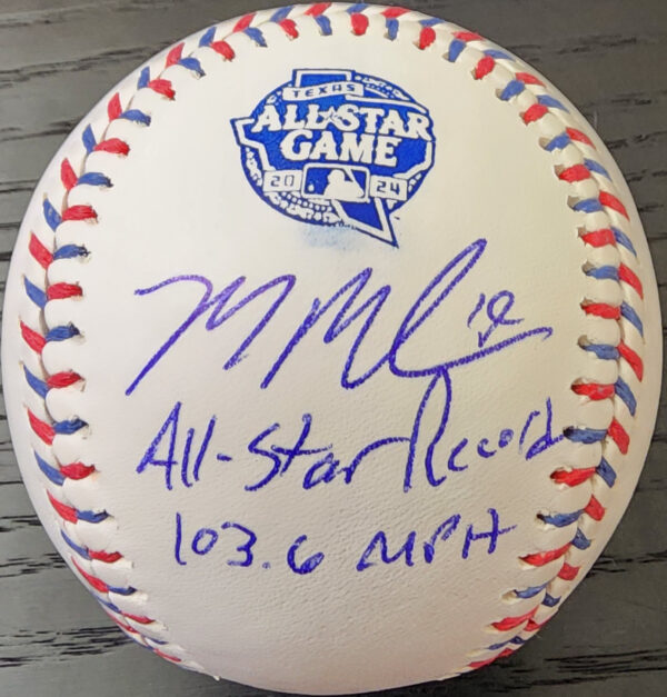 Mason Miller Autographed 2024 All Star Baseball Inscribed All Star Record 103.6 MPH v1