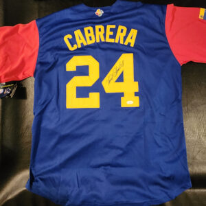 Miguel Cabrera Autographed Blue 2017 World Baseball Classic Jersey JSA COA v2