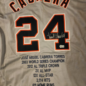 Miguel Cabrera Autographed Detroit Tigers Custom Career Stat Jersey Beckett COA v2