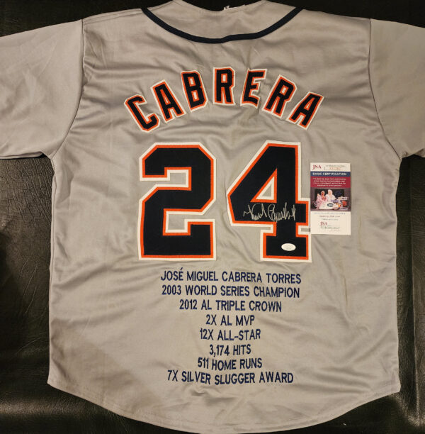 Miguel Cabrera Autographed Detroit Tigers Custom Career Stat Jersey v3