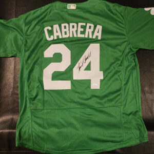 Miguel Cabrera Autographed Green Celtic Detroit Tigers Jersey JSA COA v3