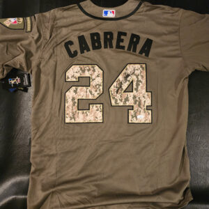 Miguel Cabrera Autographed Green Salute to Service Detroit Tigers Jersey JSA COA v2