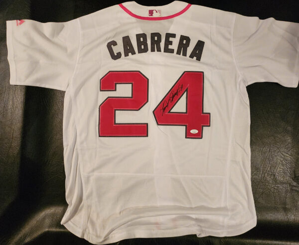 Miguel Cabrera Autographed Pink Detroit Tigers Mothers Day Jersey JSA COA v2