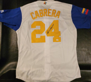 Miguel Cabrera Autographed White 2017 World Baseball Classic Jersey JSA COA v2