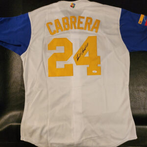 Miguel Cabrera Autographed White 2017 World Baseball Classic Jersey JSA COA v2