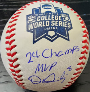 Dylan Dreiling Autographed 2024 College WS Baseball Inscribed 24 Champs MVP Beckett COA v1