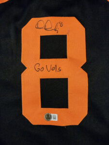 Dylan Dreiling Autographed Custom Black Tennessee Jersey Inscribed Go Vols Beckett Witnessed COA v1