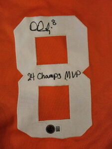 Dylan Dreiling Autographed Custom Orange Tennessee Jersey Inscribed 24 Champs MVP Beckett Witnessed COA v1