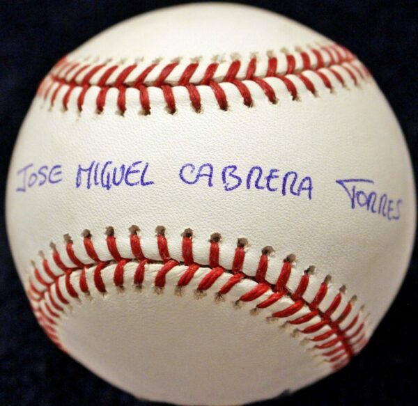 Miguel Cabrera Autographed Full Name OMLB Baseball