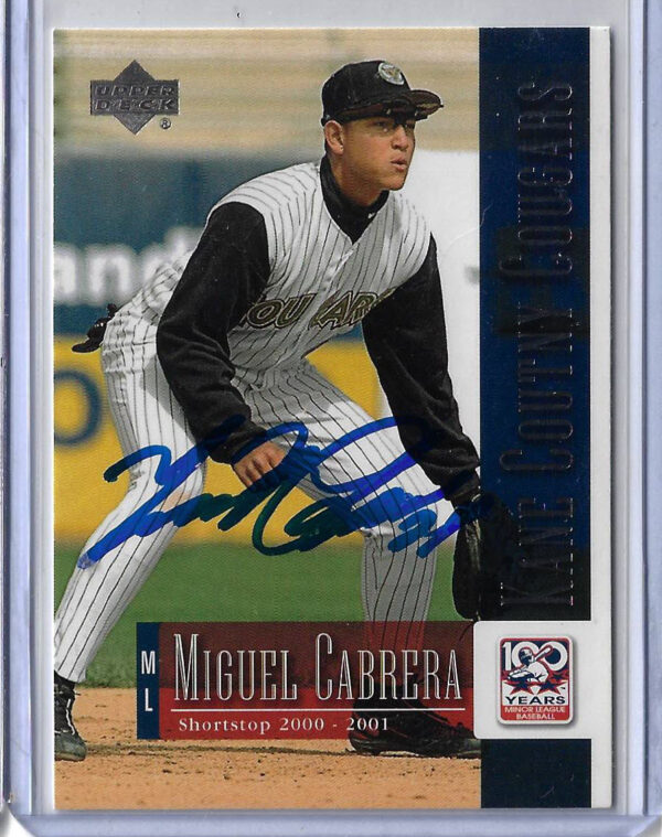 Miguel Cabrera Autographed 2001 Upper Deck Minor League Centennial 77 ROOKIE Card