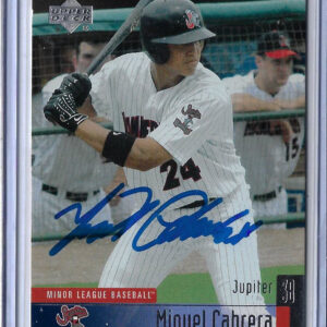 Miguel Cabrera Autographed 2002 Upper Deck Minor League 111 ROOKIE Card