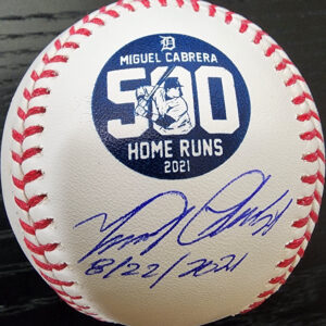 Miguel Cabrera Autographed 500 HR Baseball Inscribed 8222021 Beckett COA v1