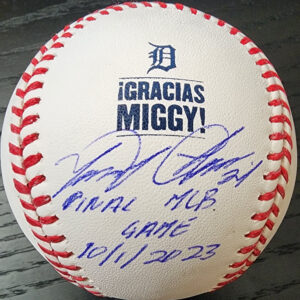 Miguel Cabrera Autographed Gracias Miggy Inscribed Final MLB Game 1012023 Baseball Beckett COA v1