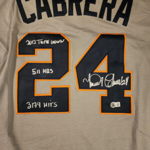 Miguel Cabrera Autographed Gray Detroit Tigers 1970s Turn Back The Clock Inscribed Jersey Beckett COA v2