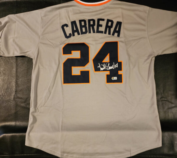 Miguel Cabrera Autographed Gray Detroit Tigers 1970s Turn Back The Clock Jersey Beckett COA v2