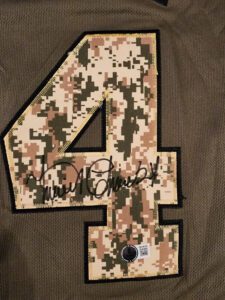 Miguel Cabrera Autographed Green Salute to Service Detroit Tigers Inscribed Jersey Beckett COA v1