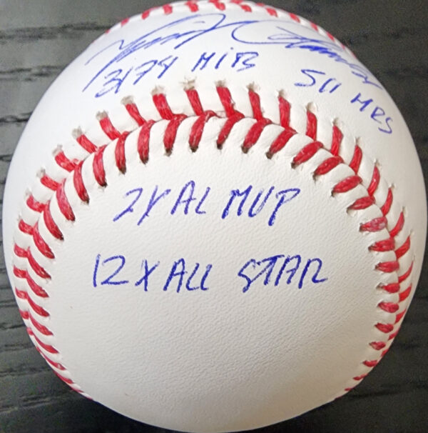 Miguel Cabrera Autographed OMLB Stat Baseball w 5 Inscriptions Beckett COA v3