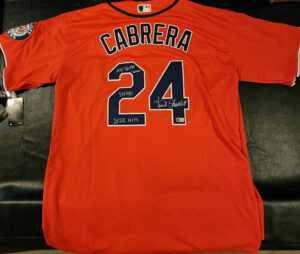 Miguel Cabrera Autographed Orange Detroit Tigers Inscribed Jersey Beckett COA v3