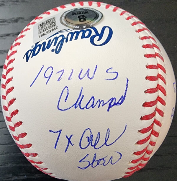 Al Oliver Autographed Inscribed Stat Ball Beckett v6