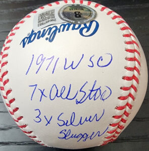 Al Oliver Autographed Inscribed Stat Ball Beckett v9