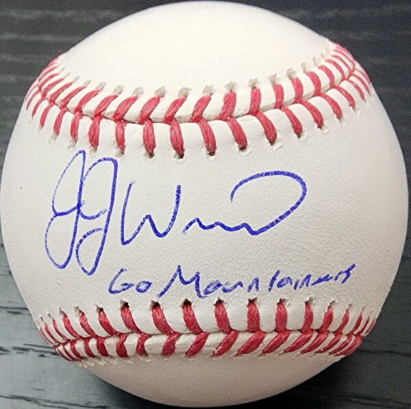 JJ Wetherholt Autographed OMLB Inscribed Go Mountaineers Baseball v1