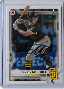 Jackson Merrill Autographed 2021 Bowman Draft ROOKIE Card v1