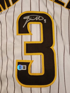 Jackson Merrill Autographed Padres Home Jersey Beckett COA v1